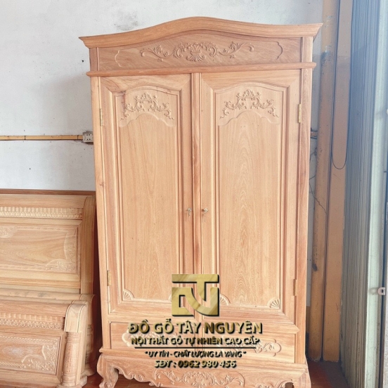 Tủ quần áo gõ đỏ 2 cánh