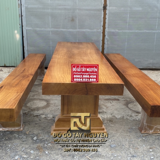 Bộ K3 nguyên khối gỗ Gõ đỏ dài 2,7m
