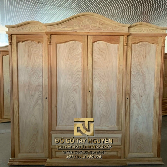 Tủ quần áo vòm  4 cánh gỗ gõ đỏ