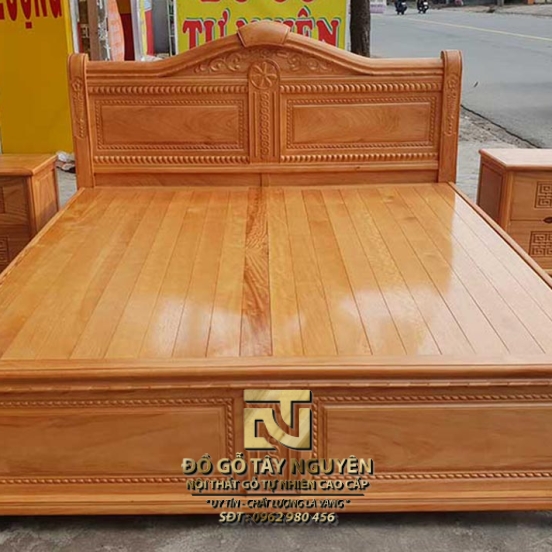 Giường vòm mẫu quạt gỗ gõ đỏ