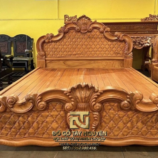 Giường mẫu trám gõ đỏ cấp