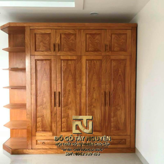 Tủ quần áo 4 cánh có kệ góc trái