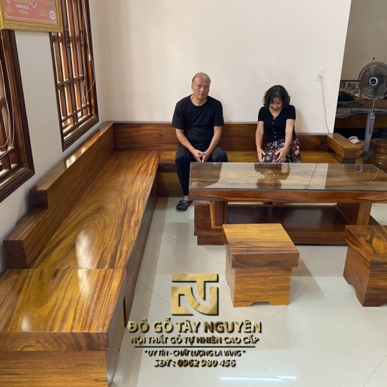 Sofa góc gỗ gõ đỏ vân siêu đẹp