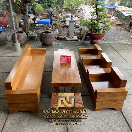 Bộ sofa chữ H gỗ Gõ ĐỎ siêu vân 